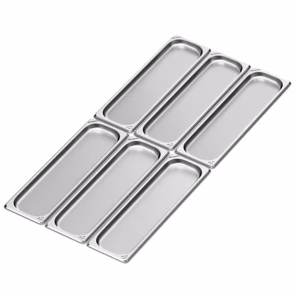 (6 stuks) Roestvrijstalen bakjes GN 2/4 - Hoogte: 20 mm