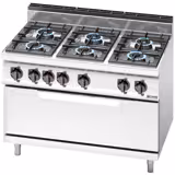 Gasherd - 42 kW - 6 Brenner - inkl. Gasbackofen Statisch - 12 kW - Hochleistungsmodell
