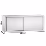Armadio pensile in acciaio inox PREMIUM - 2000x400mm - con porte scorrevoli - 650mm di altezza