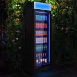 Commercial Beverage Display Fridge - 595mm - 345 Litres - 1 hinged glass door - LED lighting - Black - Temperature range 2 to 10 °C