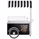 Carrettino dei Gelati - 1570mm - con Lavello - per 7x Vasca da gelato da 5 Litri