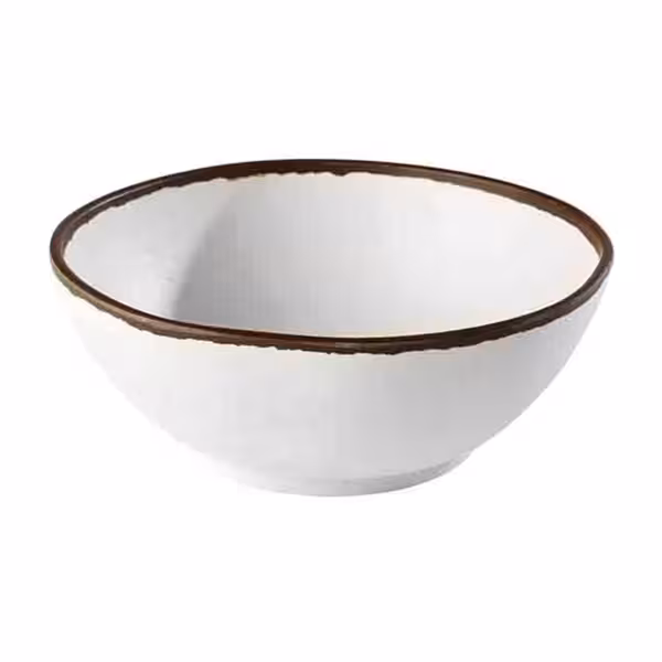 (6 Stück) Schale - CROCKER - Melamin - 1,45 Liter - Ø 210mm - Weiß/Braun