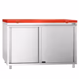 Edelstahl Arbeitsschrank PREMIUM - 1200x600mm - mit Schiebetür - inkl. Schneideplatte Rot