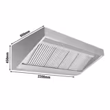 Wandafzuigkap - 2000mm - met lamellenfilters & verlichting - met vetaftapkraan