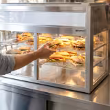 Countertop refrigerated display case Self-Service - 350L - 1400mm - Double glazing - square - with 2 shelves - rear sliding doors