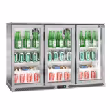 Réfrigérateur de bar – 1350 mm – 320 litres – avec 3 portes vitrées battantes – en inox