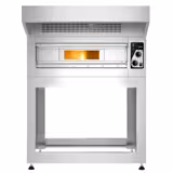Forno elettrico per pizza - Platea in mattoni refrattari - 990x990mm - 4 pizze Ø35cm - fino a 400°C - Meccanico - incl. Cappa & Sottotelaio/Supporto