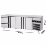 Commercial Counter Fridge PREMIUM - 2330x700mm - with 3 doors - 2 drawers - capacity 632 litres