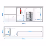 Barkoelkast PREMIUM - 2500x700mm - 2 glazen deuren & 2 laden
