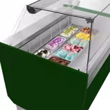 Ice Cream Serve Over Counter | LIAM - 1310mm - Static cooling - with LED lighting - for 10 x 5 litres Napoli pans - Green