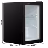 Minibar - 440 mm - 62 litri - cu 1 ușă din sticlă & ușă reversibilă - negru