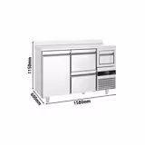 Barkoeledag PREMIUM - 1580x600mm - 365l - met 1 deur & 2 laden, spatrand, uitklopper voor koffie