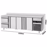 Refrigerated table PREMIUM- 2330x700mm - with 3 doors & 2 drawers & with upstand