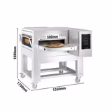 Horno de cinta eléctrico - 1260x1750mm - 400V - Táctil - Ancho de cinta: 500mm - hasta 350°C - incl. bastidor inferior & 4 ruedas para bastidor