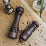 (12 pieces) Salt & Pepper Grinder Set – Beech Wood - Ceramic Burrs - 230 mm - Brown