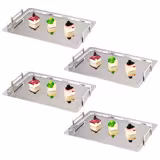 (4 pcs) Serving Tray - Stainless Steel - 530x325mm - Height: 70mm - polished