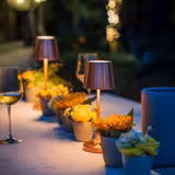 (4 pcs) LED Table Lamp - MERLE MICRO - Rechargeable - Cordless - 3-step dimmable - Ø80mm - Copper - with Charging Dock