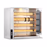 Commercial Gas Chicken Rotisserie Oven – 4-Spit 20-Chicken Capacity - 18.8 kW - Black - Glass Doors