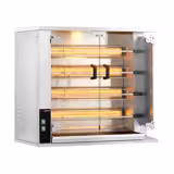 Commercial Gas Chicken Rotisserie Oven – 4-Spit 20-Chicken Capacity - 18.8 kW - Black - Glass Doors