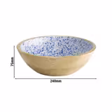 (6 pcs) Bowl - MANGO - Mango Wood - 1.1L - Ø 240mm - White-Blue