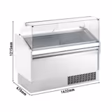 Profesyonel Dondurma Teşhir Vitrini LEVI - 1620mm - Statik Soğutma - LED Aydınlatmalı - 9+9 x 5L Dondurma Küveti - Beyaz