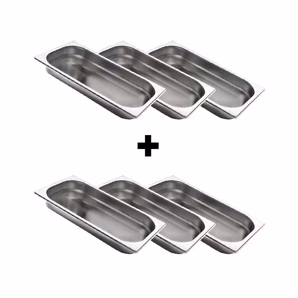 (6 pz) Bacinella GN in acciaio inox GN 1/3 - Altezza: 20mm