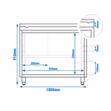 Edelstahl Arbeitsschrank PREMIUM - 1000x800mm - mit Schiebetür ohne Aufkantung inkl. Schneideplatte