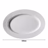 (6 pieces) Sea Wave Oval Porcelain Platter, Doner Plate – 32 cm - white
