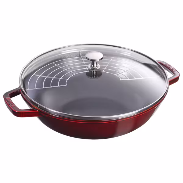 STAUB | SPECIALITIES - Wok met glazen deksel - Ø 300mm - Gietijzer - Grenadine rood