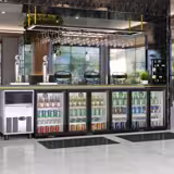 Commercial Back Bar Bottle Cooler – Under Counter Lockable Double Glass Doors Black – 900mm 220L