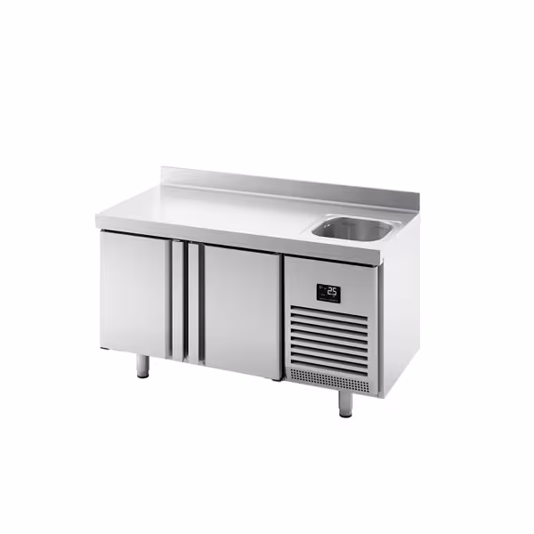 Koelwerkbank PREMIUM PLUS - 1468x600mm - inhoud 250 liter - met 2 deuren - opstand