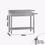 Paslanmaz Çelik Çalışma Tezgahı ECO - 800x700mm - Taban Raflı - Sırtlı