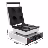 Piastra per Waffle professionale - Singola - Manuale - 1,75kW - Forma: 4 Pancake americani