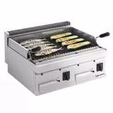 Gas lavasteengrill - 14kW - 800mm - 0,8x0,7m - 700mm diep - 2 grillroosters - Tafelmodel - RVS