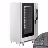 Commercial Combi Oven - Manual Controls - 40x GN 1/1 or 20x GN 2/1 - incl. Core temperature probe, Automatic washing system & Tray trolley