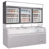 Supermarkt wandvrieskast - 2100mm - 346L - met 3 glazen draaideuren & 6 schappen - Grijs