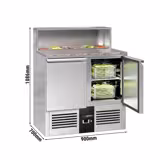 Saladetă PREMIUM - 903 mm - 2 uși - cu capac din oțel inoxidabil pentru 5x GN 1/6 - blat din granit negru