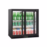 Bancada refrigerada para bar - 900mm - 220 litros - com 2 portas de vidro deslizantes - Preto