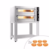 Elektrische pizzaoven - (Volle vuurvaste klei) 6+6x 30cm - Handmatig - incl. onderstel