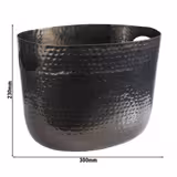 Wine Bucket - Aluminium, Hammered, Gunmetal - 7 litres - Ø235mm - Height:230mm - Black - with handles