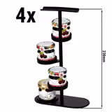 (4 pz) Supporto per buffet - BLACK LINE - Acciaio inox - Nero - Rettangolare - 140x60mm - 4 ripiani - Altezza: 230mm