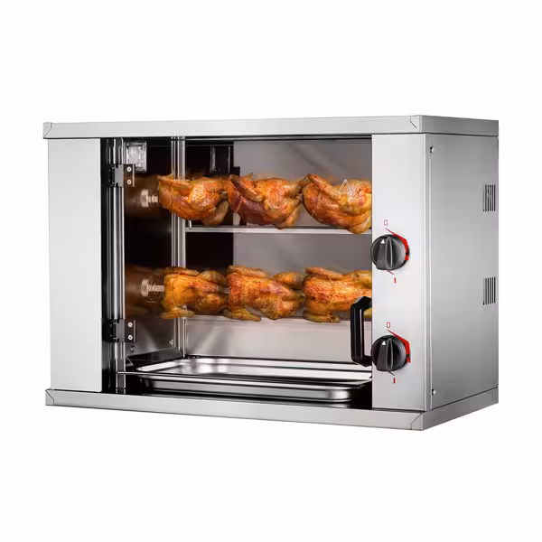 El - Kycklinggrill - bänkmodell - 2 spett - för upp till 6 kycklingar - 4,4 kW