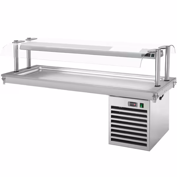 Drop-In Cold Plate - 2100mm - +2 to +8°C - 6x GN 1/1 - 700W - with glass sneeze guard