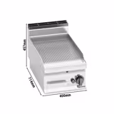 Fry-top pe gaz - 6,9 kW - suprafață Striată - suprafață de gătire: 395x500 mm - de banc