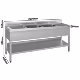 Mosogatóegység ECO - 2000x600mm - alaplappal és 2 medencével középen