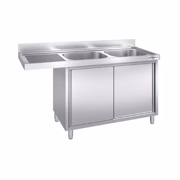 Unidade de lava-louças 1,8 m -  2 pias à direita C 50 x L 40 x P 25 cm