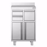 Werkkast - voor koffiemachine - 600x600mm - met 2 laden, 1 deur, 1 afvalbak & opstaande rand