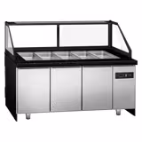 Saladette 2,0 m - 3 dörrar - för 5x GN 1/1 - LED-belysning - träfront - svart granit