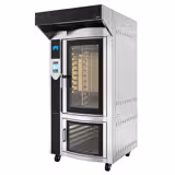 Rotary Commercial Bakery Convection Oven with Steam Injection - Touchscreen Controls - 1 Baking Chambers - 10x 600x400mm (EN 60x40) - with Prover Cabinet & with Hood