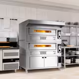 Forno a gas per pizza - Platea in mattoni refrattari - 1450x1800mm - 9+9 pizze Ø33cm - fino a 370°C - Meccanico - incl. Cappa & Armadio di lievitazione